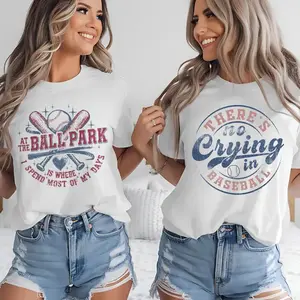 Retro Baseball Tees Vintage Baseball Tshirts There's No Crying in Baseball T-shirt Ballpark Baseball Tops