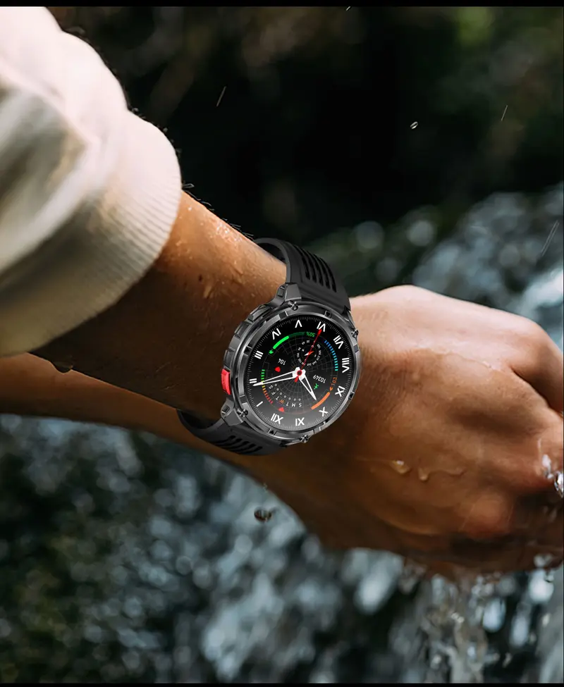 2026 Manly Style Smart Sports Watch for Men, Running Compatible with iPhone & Android - Wearable Device with LED Lights, Wireless Phone Call, Message, Voice Control, Weather, Stopwatch, Timer, 2026 Manly Style Sports Watch Gift for Men Dad Father