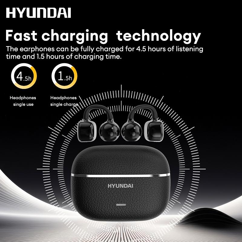 HYUNDAI C03 Clip-On Wireless Headphones with 2025 Bluetooth 6.0 for Faster, Stable Connection & Low Power Use, DT6.0 Pulse Directional Tech, 360° ACS Panoramic Sound, IPX5 Waterproof Electronic Headset Earbuds for Music & Calls, Comfortable for Sports