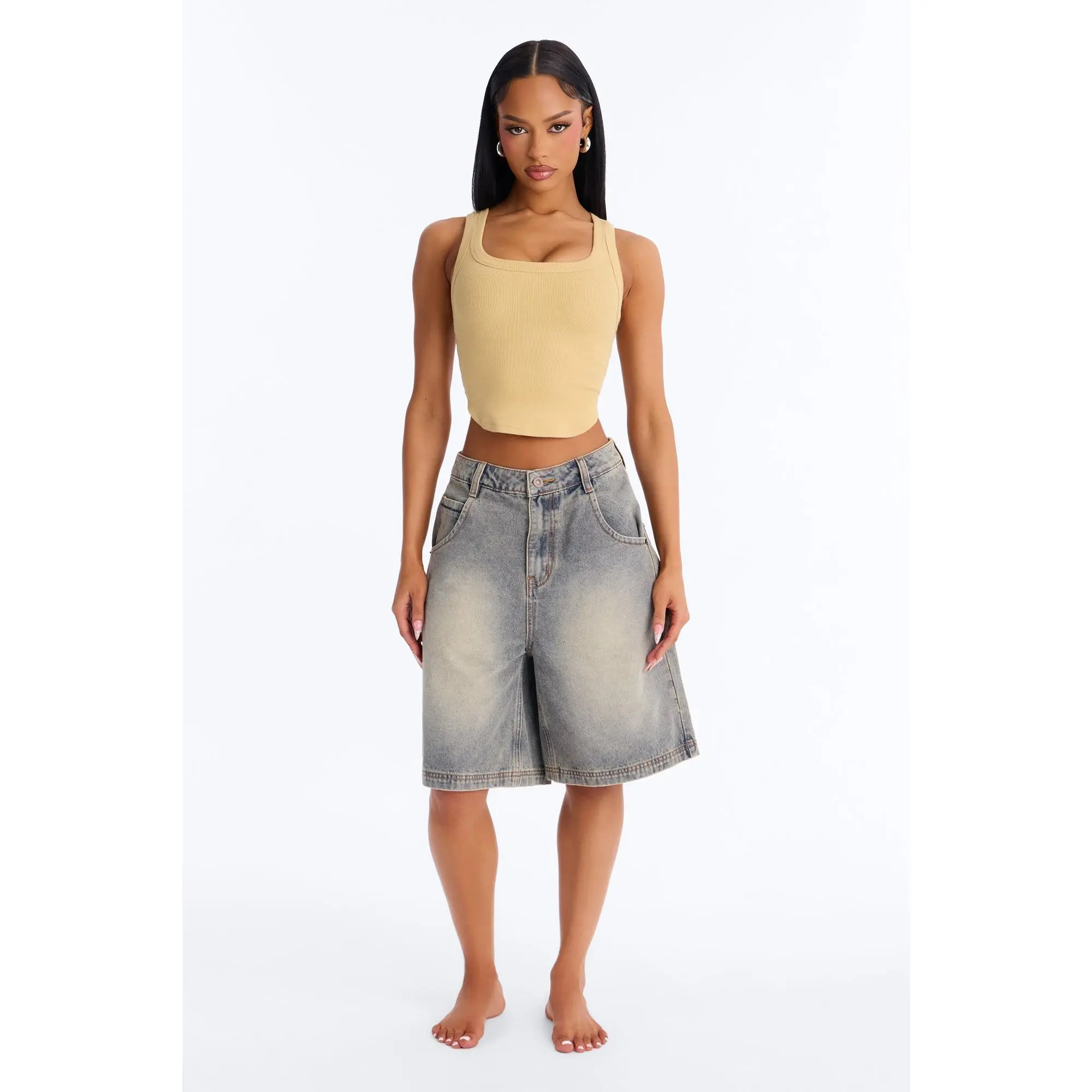 Basic 90's Denim Jorts - Vintage Wash