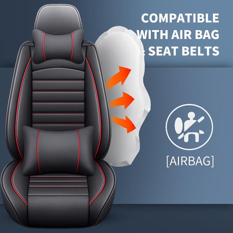 For Toyota Tacoma/ 4Runner/ RAV4 /Honda /Hyundai/Elantra/Tucson/Sonata/Accent Car Seat Covers Full Set,Nappa Leather Breathable Front Back Rear Seat Cushion,Car Seat Protector With Removable Headrest,Universal Fit For Most Cars