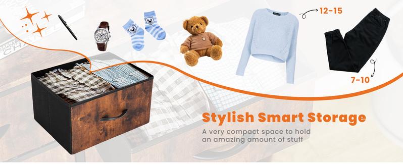 【Deal】SweetFurniture 4 Drawer Fabric Dresser Tall Storage Tower, Dresser Chest with Wood Top