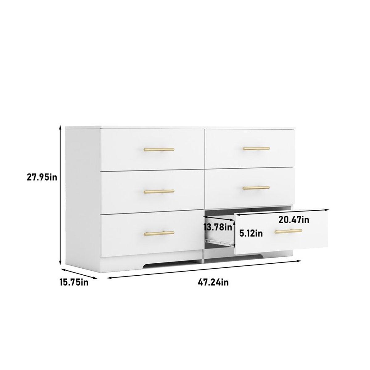 Spaco Dresser,Dresser for Bedroom,6 Drawers Dresser,Organizer Storage Cabinet,Chest of Drawer Bedroom/Living Room Furniture