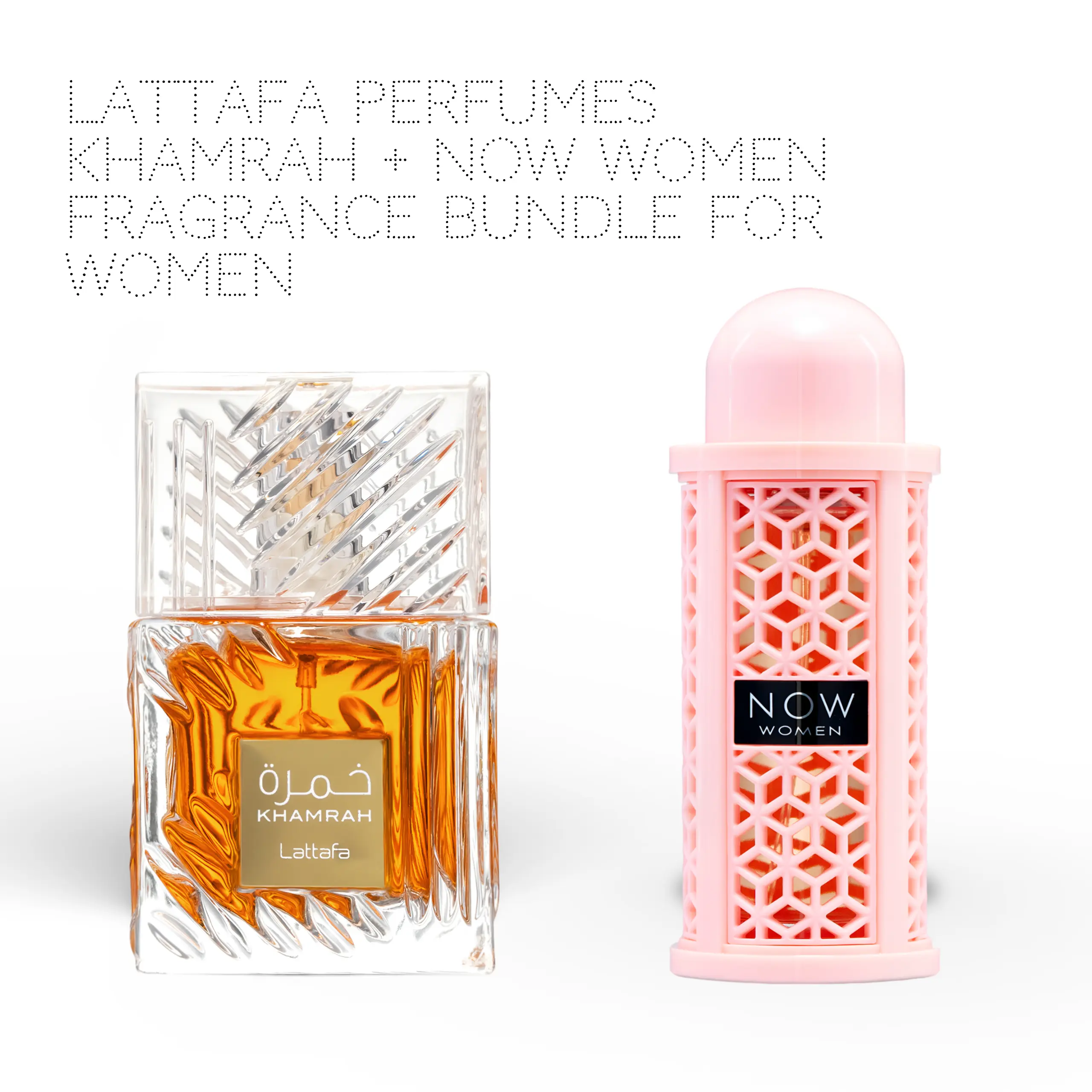 Lattafa Khamrah + Now Women's 100ml (3.4 Fl oz/3 to 3.9 fl oz) EDP Value Bundle - Long Lasting, Elegant, Floral Fragrances for Women, Daily Wear Fragrance Gift Set