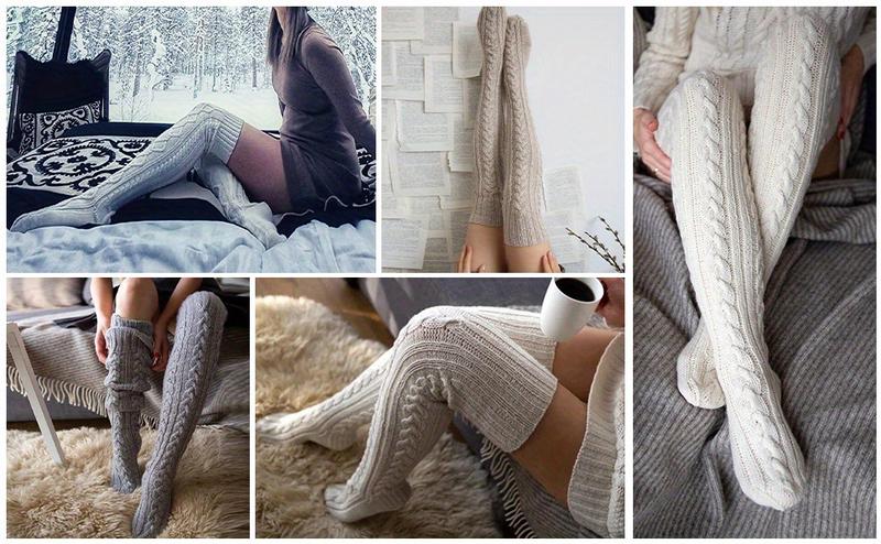 Women's Thickened Fleece Socks - Extra-Long Thigh-High Winter Non-Slip Soft Acrylic Warm Socks, Perfect for Over-the-Knee Boots, Pants, and Dresses - Cold-Resistant, Elegant, Versatile Fashion Accessory with Ribbed Design