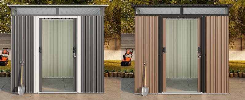 Gizoon 6'x4' Outdoor Storage Shed Metal Garden Shed with Sliding Lockable Doors, Versatile Tool Bike Shed with Transparent Panel Windows, Outdoor Storage Clearance for Backyard, Patio, Dark Gray