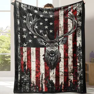 Soft Flannel, Novelty Deer Head Design, Perfect for Office Naps, School, Home Picnics, Travel Gifts, Comfortable and Cozy, Lightweight Cozy Blanket