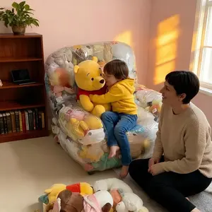 Transform Your Plushies Into A Real Sofa!  DIY Transparent PVC Doll Storage Cover Turns Into A Cute Filled Sofa Seat. Perfect Display & Storage for Squishmallows & Cartoon Dolls. Kids Room Decor + Smart Gift Idea