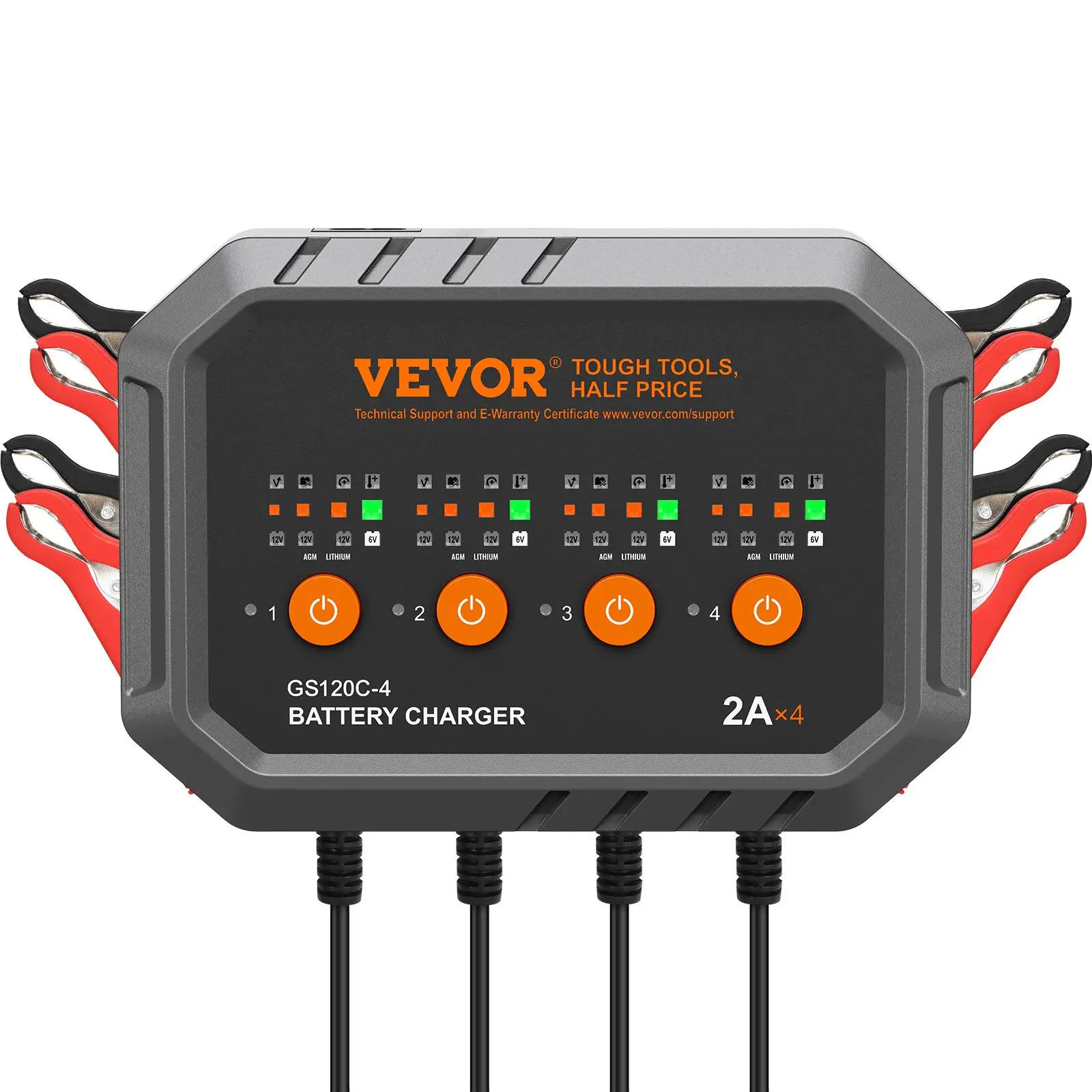【Summerfinds】VEVOR Compact A-8amp Model Smart Battery Charger with Copper Wires, Force Mode Revive, Desulfator for Truck, Car, Boat, Lawn Mower - Fully-Automatic Maintainer for LiFePO4, Lead-Acid (AGM/Gel/SLA) Batteries - Home Improvement Electrical Tool,