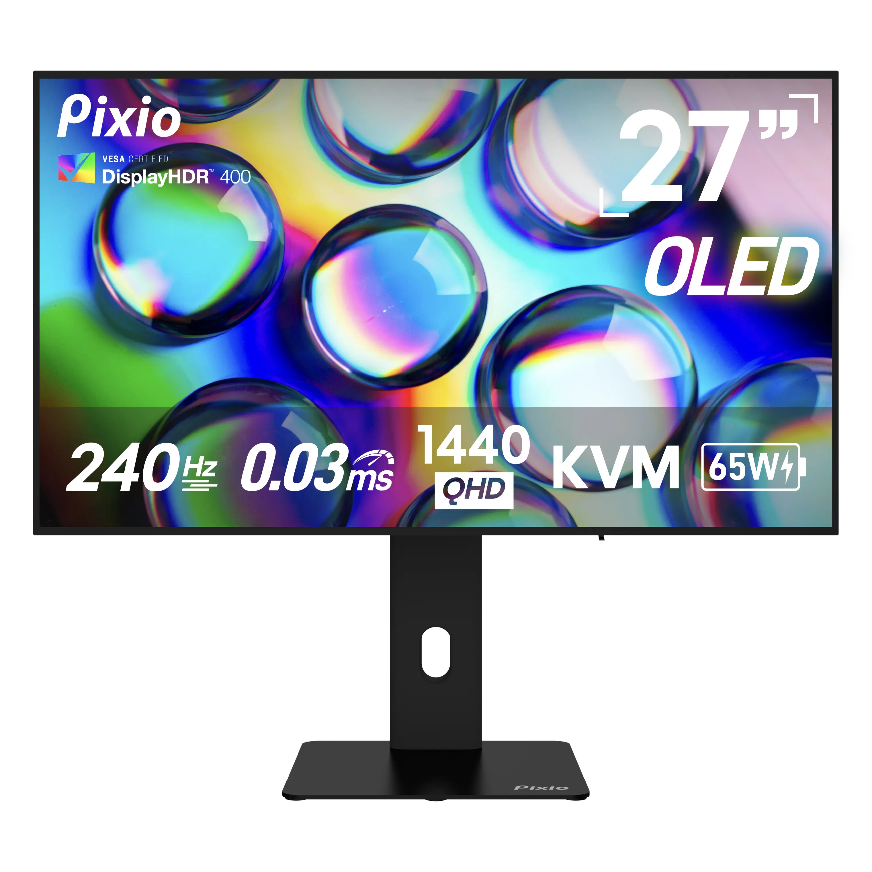 Pixio PX277 OLED Max V2 27 inch 240Hz Refresh Rate QHD Wide 1440p Resolution WOLED Display 0.03ms GTG Response Time Adaptive Sync KVM Switch Gaming Monitor, Oled Monitors, Monitors