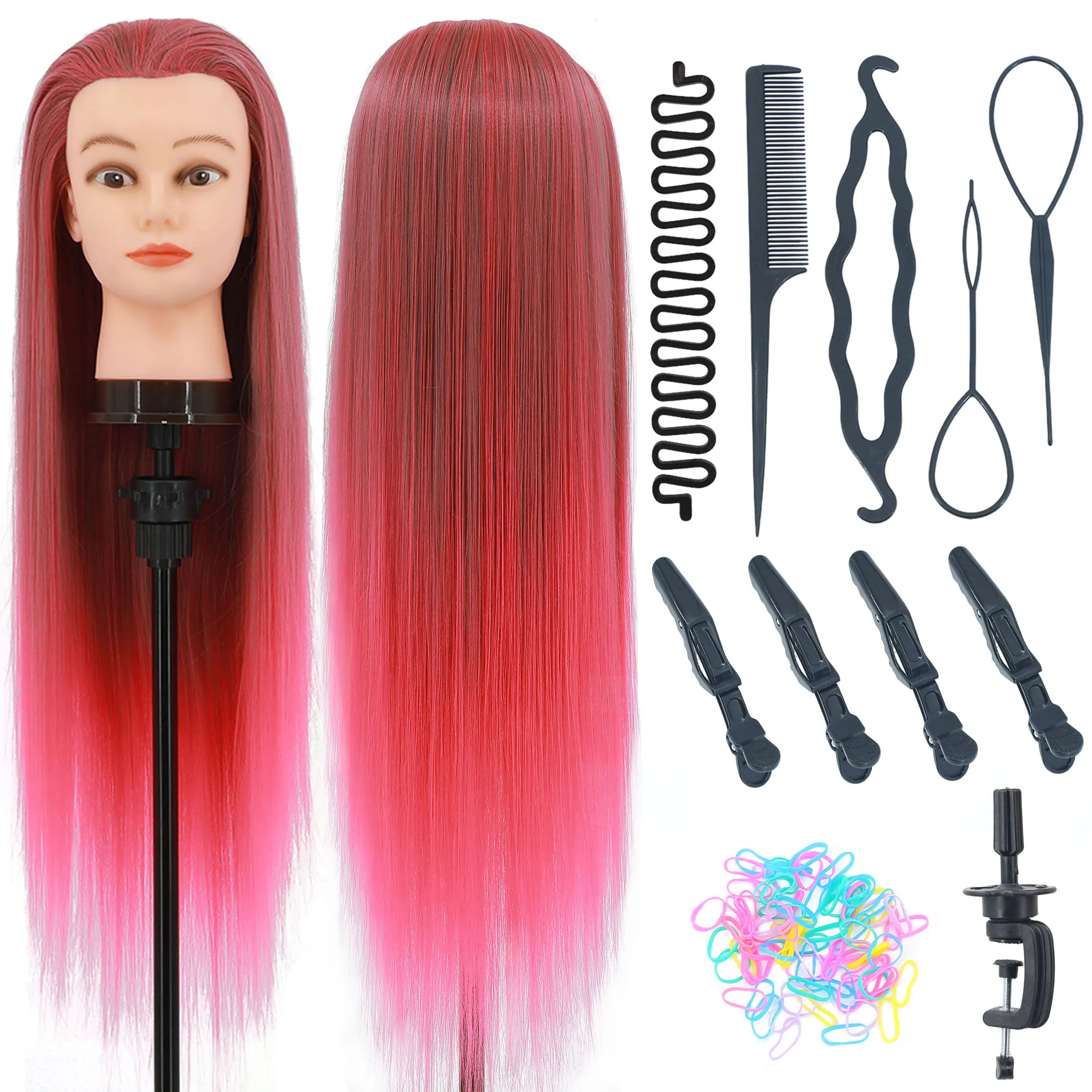 Mannequin Head with Hair, Mannequin Head for Wigs, Doll Head for Hair Styling Training, Manikin Practice Cosmetology, Braiding Heads with Clamp Holder, Wig Mannequin, Wig Styling Equipment