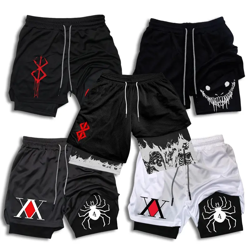 Regular Berserk Fit Comfy Breathable Hunter X Hunter Shorts for Daily Wear,Practicality Cycling Comfortable Fitness Graphical Charm Functional Durable