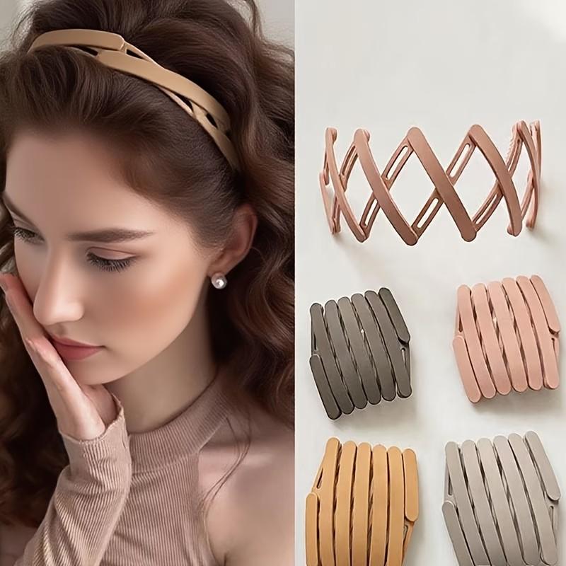 5Pcs Portable Retractable Hair Bands Women Non-Slip Teeth Grip Minimalist Resin for Gym Face Wash