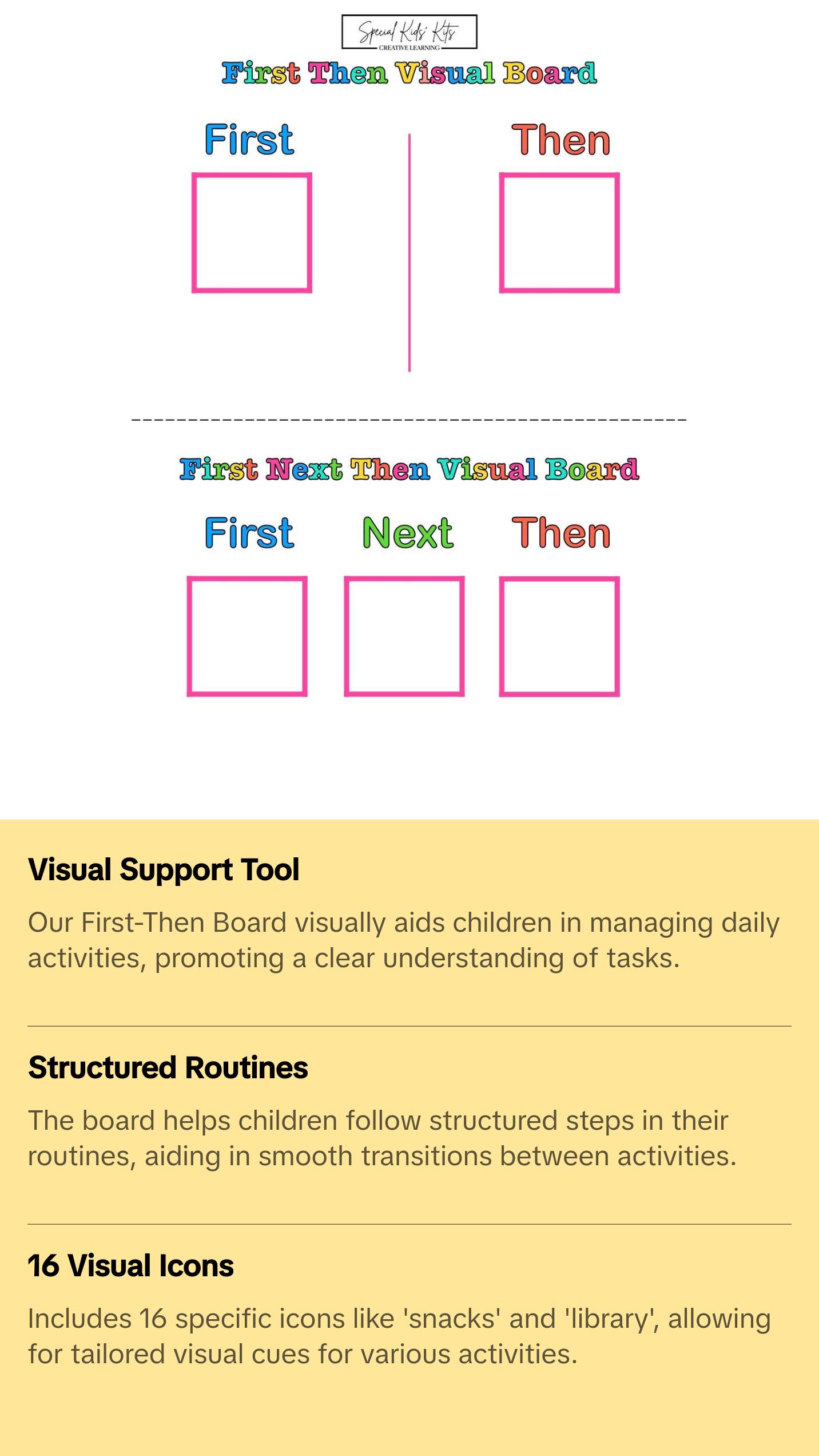 Printable Pink First Then Board + 16 Icons for Kids | First Then for Autism | Behavioral Therapy | ABA | ADHD | Bonus Visual Schedule Icons!