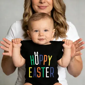 Hoppy Easter Baby Bodysuit | Gender Neutral Cotton Bodysuit | Cute Bunny Neutral Onesies