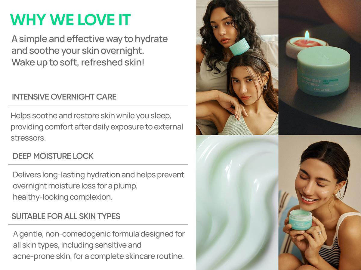 Banila Co Overnight Soothing Cica Sleeping Mask | Centella Asiatica Water for Calming Skin | Panthenol for Intense Hydration | Korean Facial Skincare Non-Comedogenic | Vegan | Gel Hydrating