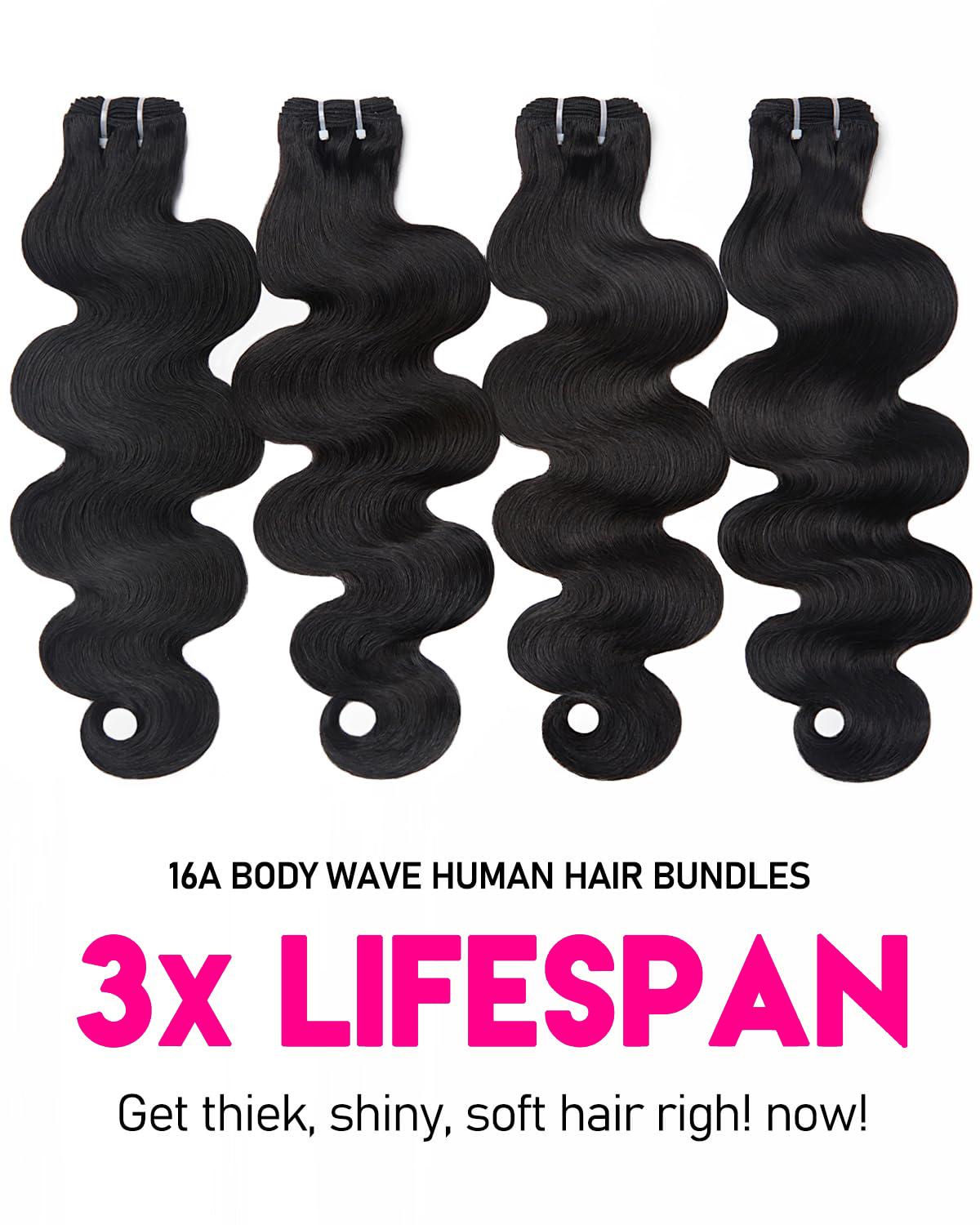 Tahikie 16A 100% Raw Virgin Brazilian Human Hair Bundles Body Wave/ Water Wave/Burmese Curly Bundle Unprocessed Remy Hair Weave Sew In/Quick Weave Viral Hair Bundles