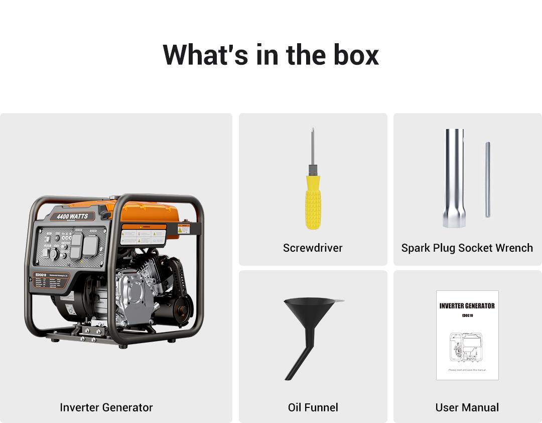 Efurden Power Equipment generadores de gasolina 4400 Watts Inverter Generator Gas Powered, Portable Open Frame Generator, Low Noise with ECO Mode and Inverter Technology, RV Ready, Emergency Home Backup Efurden Power Equipment generadores de gasolina 4400 Watts Inverter Generator Gas Powered, Portable Open Frame Generator, Low Noise with ECO Mode and Inverter Technology, RV Ready, Emergency Home Backup