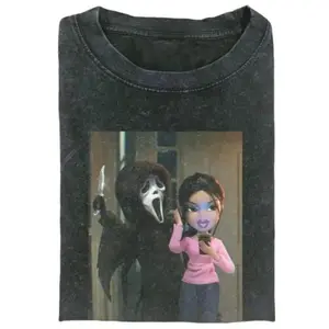 Ghostface Graphic Funny T-shirt, Vintage Y2K 90s Tshirt, Ghost Face X Bratz Halloween Shirt, Spooky Season Halloween, Gift For Her, Him, Tops Menswear Cotton