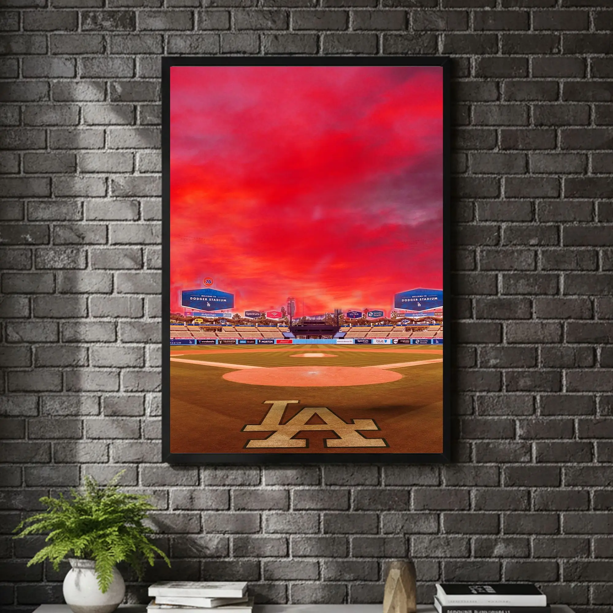 [ CITY UNFRAMED - SALE UP TO 45% ] Dodger Stadium Sunset Photography Poster Baseball Stadium Wall Art