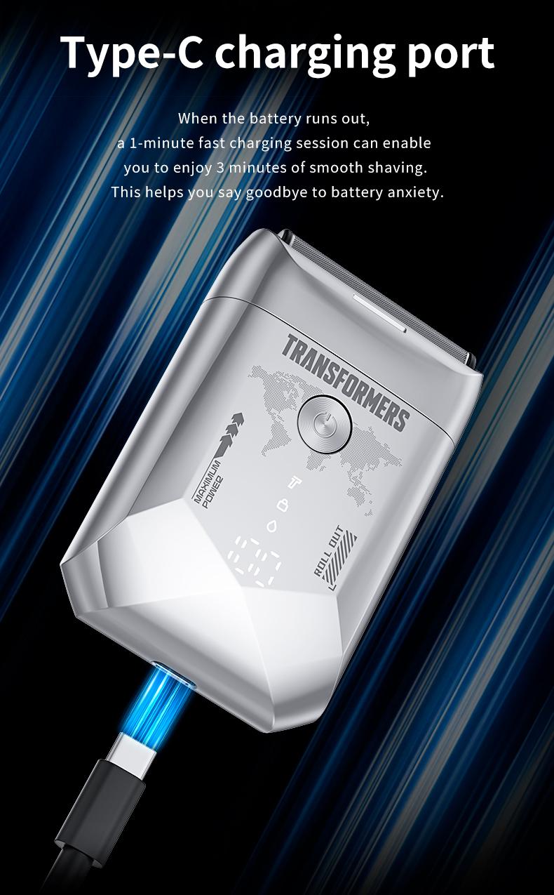 Transformers L20 Foil Shaver, Smart LED Display Shave Calmly, Ultra-Thin Shaving Foil, IPX7 Waterproof, Long Battery Life, Portable, Ideal for Car and Travel, Perfect as a Gift