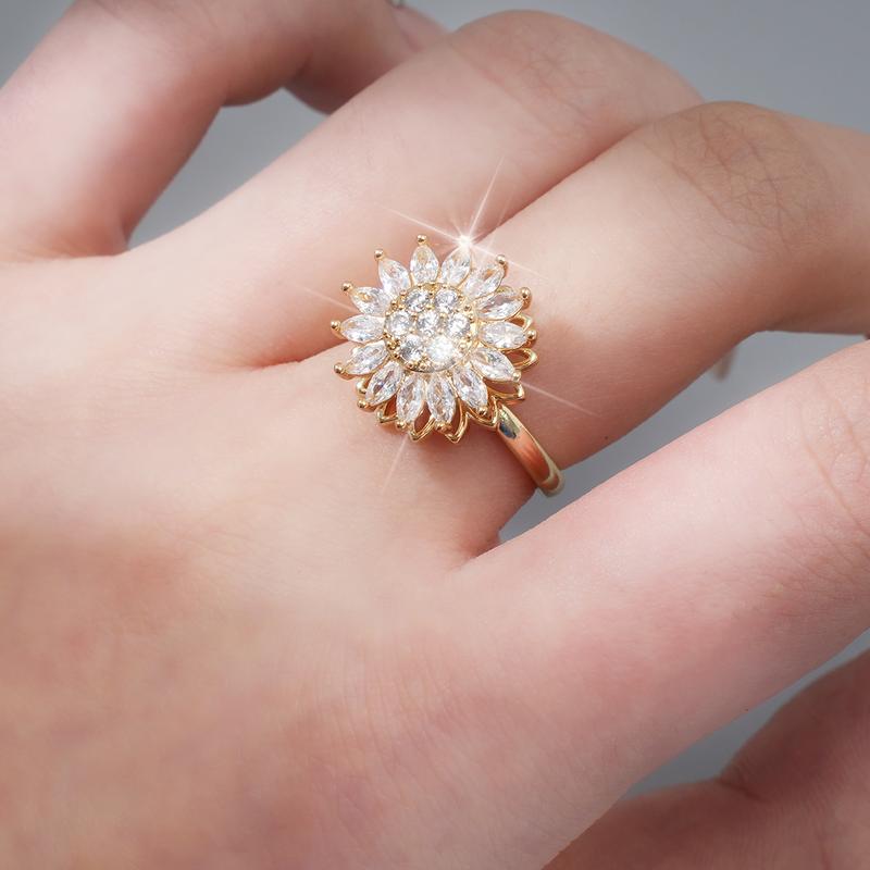 MEIITRUE 14K Gold Plated Fidget Anxiety Rings for Women,  2 Pack Stress Relieveing Rings, Trendy All-match & Exquisite Jewelry