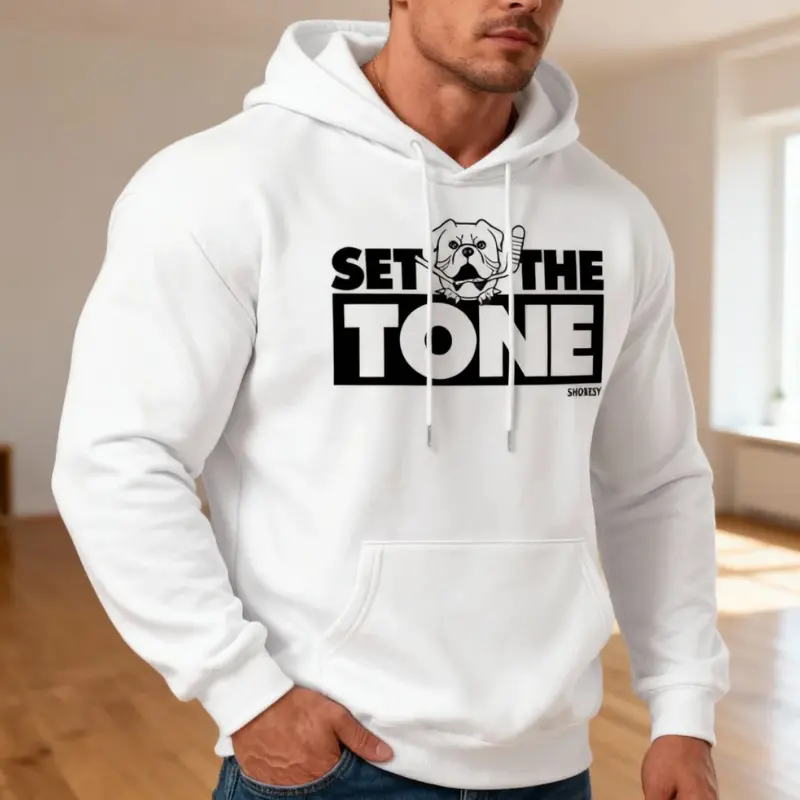 Men's Shoresy Sudbury Blueberry Bulldogs Graphic Print Hoodie - Soft Cotton Pullover, Round Neck, Casual Long Sleeve Menswear Top for All Day Wear, Fitted
