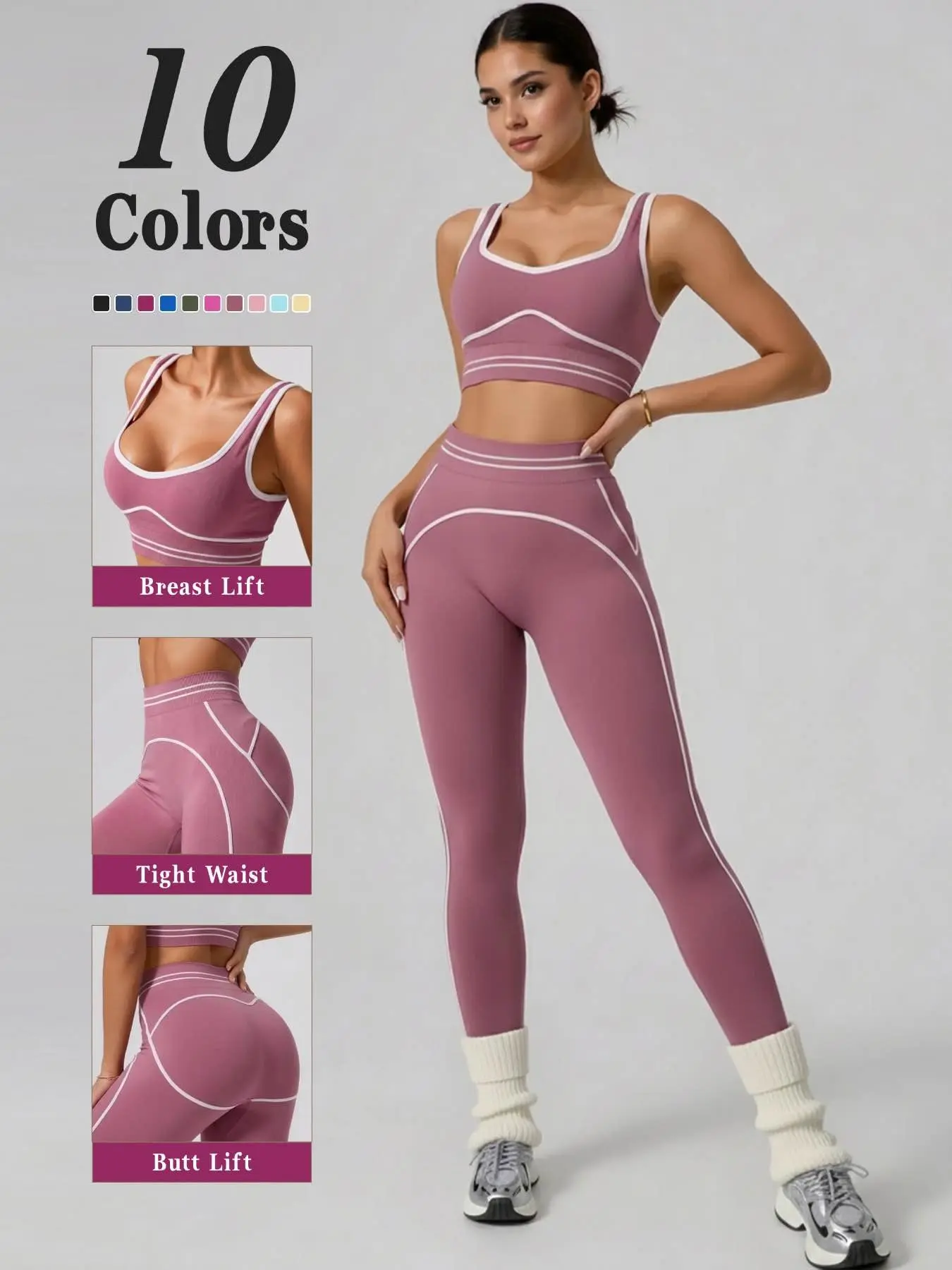 Women's High-Waist Yoga Pants Set, Quick-Dry Sporty Fitted Sleeveless Suit, Outdoor Fitness Tennis Wear, Plain Pattern, All Seasons, Athleisure Outfit, Sportswear Set, Exercise Clothing Set, Sporty Style Clothes