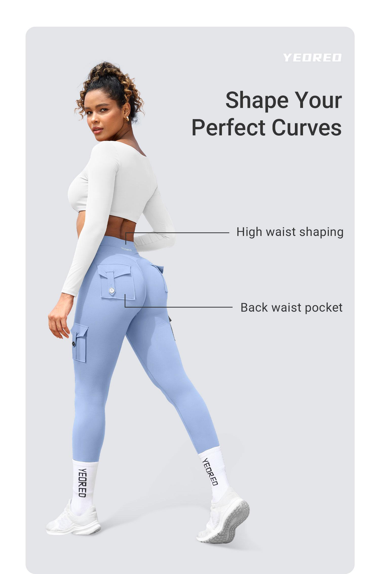 YEOREO CoreFlex High Waisted Cargo Leggings Seamless Scrunch Butt Lifting Tummy Control Shaping Training Yoga Gym Fitness Tights