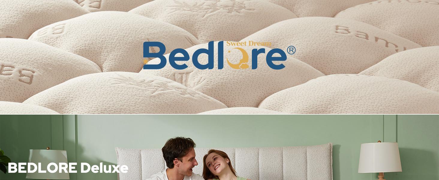 【BEDLORE】Bamboo Mattress Topper, Thick Pillow Top Mattress Pad with Stretchable Deep Pockets (Fits 6–18 Inch Mattresses), Soft & Breathable, Ideal for Bedroom & Home Use