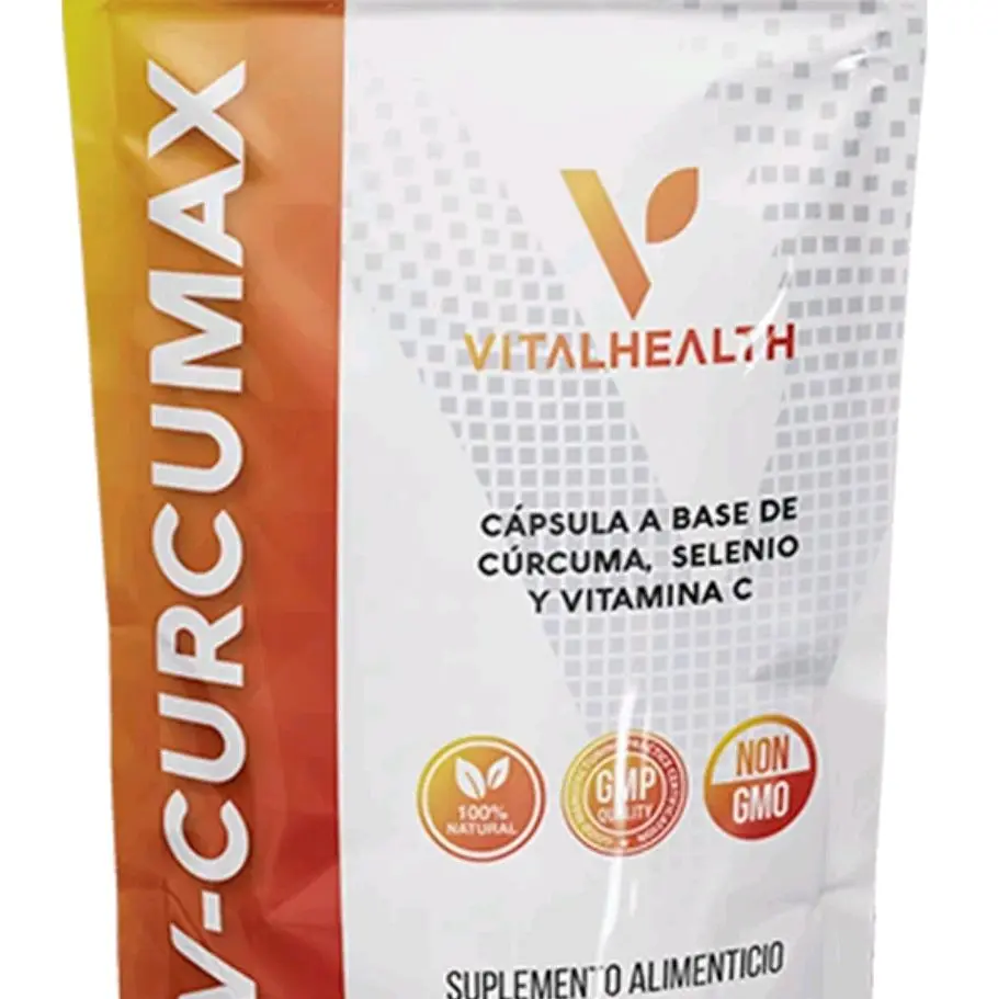 VITALHEALTH V-CURCUMAX Turmeric Capsules with Vitamin C Non-GMO 60 Capsules 500 mg Each for Health Support and Daily Use