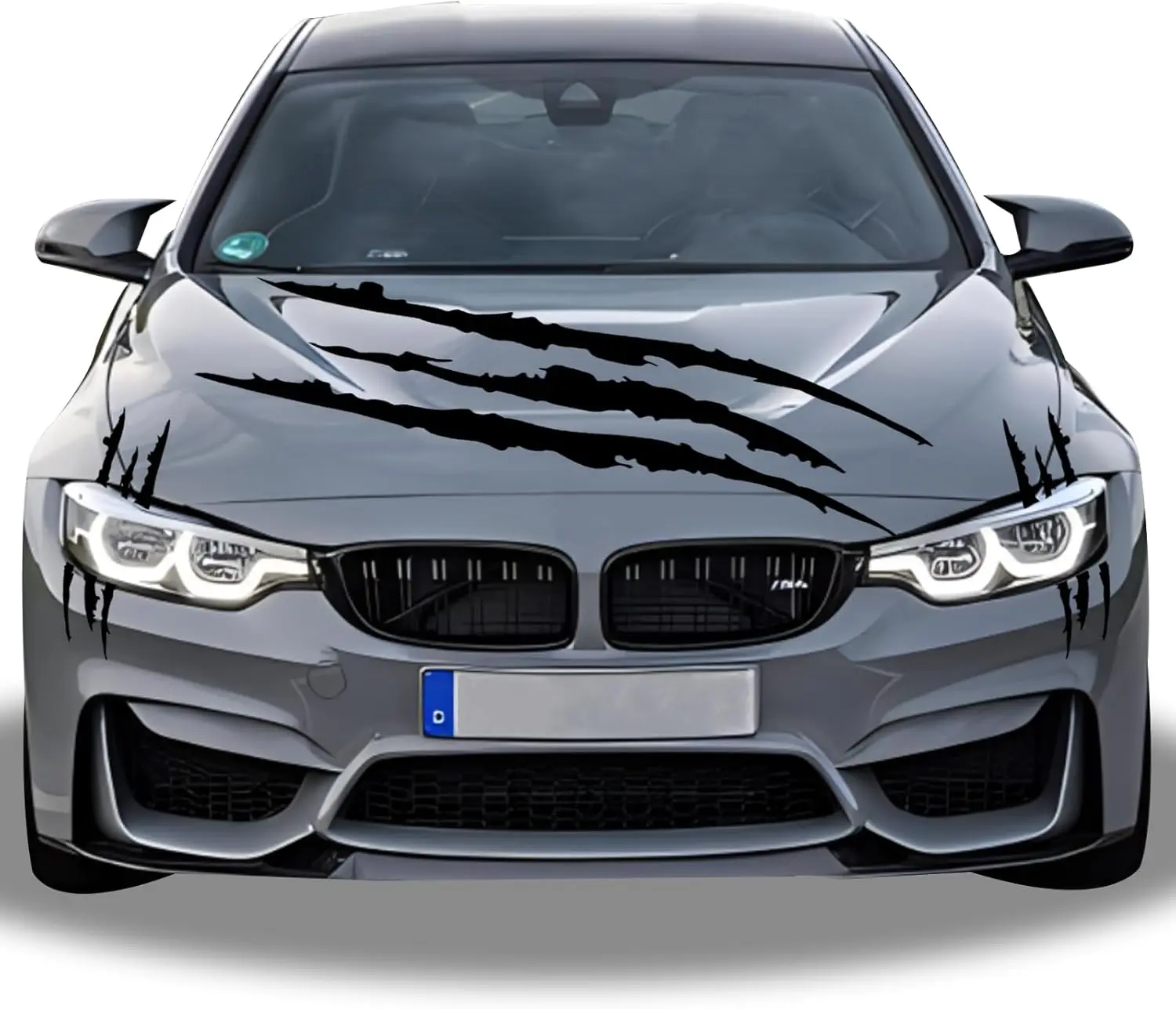 1 Full Set Monster Claw Sticker for Car Hood Decal 1 Set, Car Decals Claw Mark Stickers to Cover Hood Headlights Scratches, Modified Cars/Vans/SUVs/Trucks, Motorbike, Truck Decal Decoration(Black)