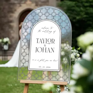 Acrylic Wedding Sign, Mirror Wedding Welcome Sign, Frosted Wedding Entrance Sign