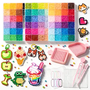 DIY Fuse Beads Kit -27,200 Beads & 72-Color Tool Kit for Kids，equipped with an iron-based bead welding tool kit for making Christmas or birthday gifts. Colorful hama 3d perler melty