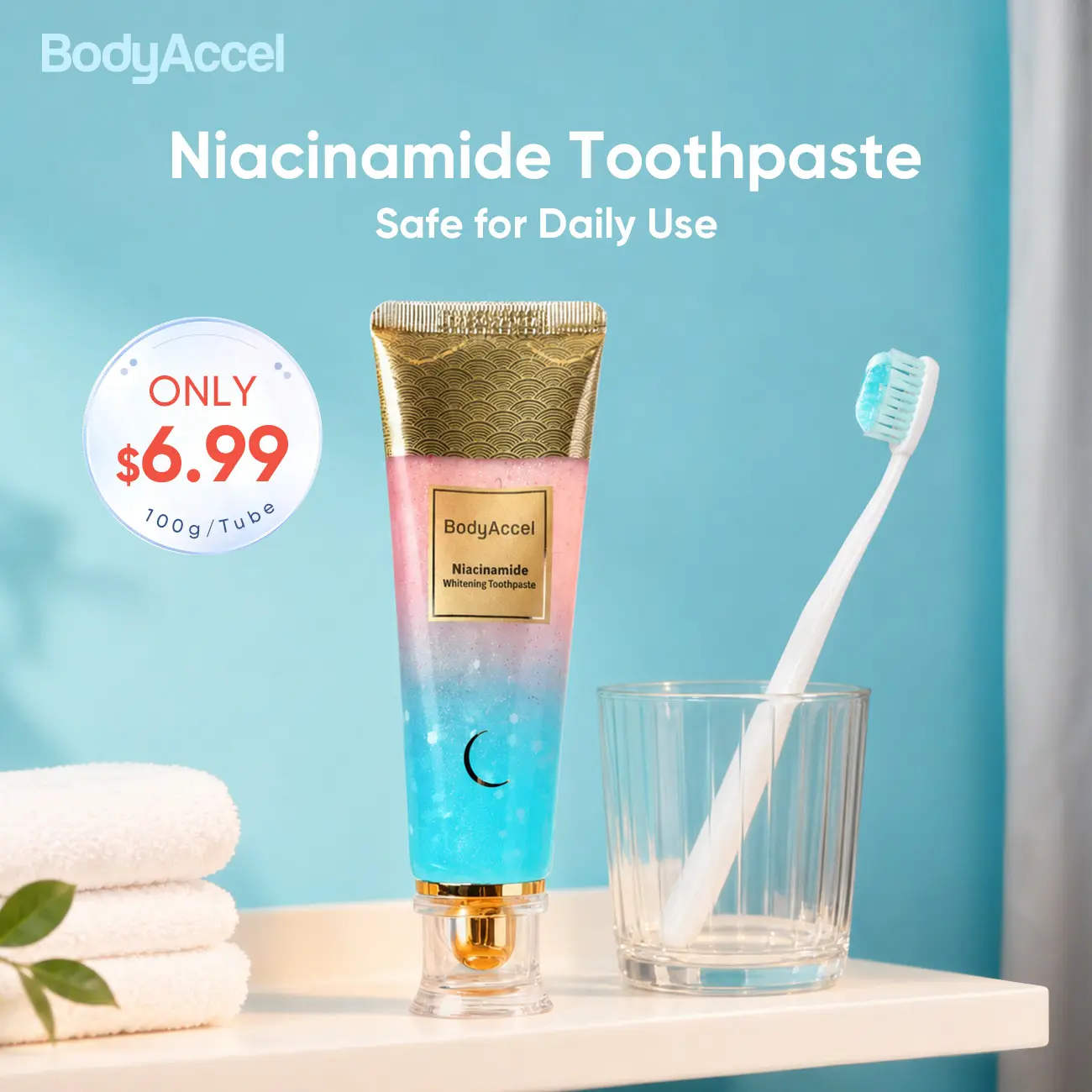 【BodyAccel】Niacinamide Whitening Toothpaste  ,Cleaning your teeth and making you shine,for adults,flouride free-N #backtoschool