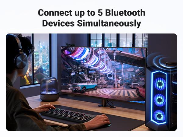 UGREEN USB Bluetooth Adapter for PC, Bluetooth 6.0 Dongle Receiver EDR & BLE, Plug & Play for Windows 11/10/8.1, for Headphone/Keyboard/Mouse/Speakers/Printer