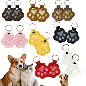 16 Pcs Cat Dog Hair Keychain, Memory Keepsake Cats Dogs Pet Paw Print Keychain White Pet Hair Storage Keychains Paw Shaped Leather Keychains Pets Memorial Gift Keyring Pets Love Gift