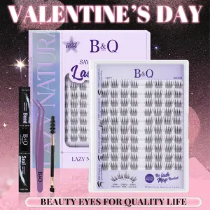 B&Q Idol Kit l Say Goodbye to Lash Map--QUICK Apply,Natural Lashes,0.05mm Invisible Band Clusters,C/CC Curl for DIY Eyelashes Extension,Waterproof