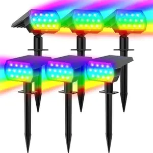 Solar Color Changing Spot Lights Outdoor Waterproof, 7 Modes RGB Multicolor Landscape Spotlights, 6 Pack Solar Halloween Christmas Decor for Garden Yard Driveway Lawn Patio Pathway