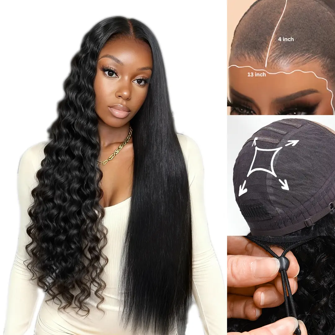 【2-IN-1】 Nadula 13x4 Bye Bye Slip Wet and Wavy 2-in-1 Straight to Water Wave Human Hair Wig WIith Invisi Drawstring Upgraded Cap Beginner Friendly Summervibes TikTokShopStockUp