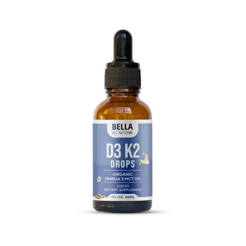 Bella All Natural D3 K2 Night Drops Organic Omega 3 MCT Oil 50ml Supplement for Daily Health Needs