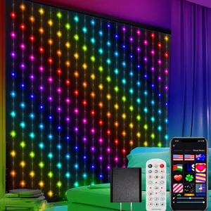 Smart Curtain Lights, 400 LED Color Changing RGB Fairy Lights (6.6 x 6.6ft) - App & Remote Control DIY Pattern String Lights - Waterproof Hanging Window Lights for Bedroom, Party, Holiday Decor
