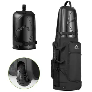 UNIHIMAL Golf Travel Bag with Hard Case Top, 1680D Heavy Duty Oxford Golf Club Travel Bags for Airlines with Wheels Easy to Maneuver