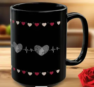 Valentine Mug, Black Ceramic Coffee Cup, 11 and 15 oz sizes