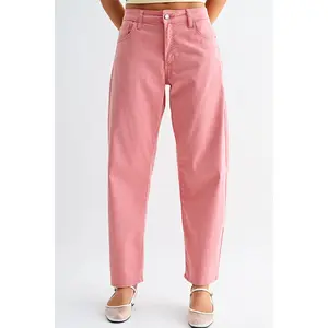 Think Pink Twill Stretch Barrel Jeans