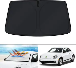 Canvcle Custom Fit Windshield Sun Shade for Volkswagen VW Beetle 2012-2019 240T Reflective Fabric Foldable Sun Visor Protector Blocks 99% UV Rays Keeps Car Cooler