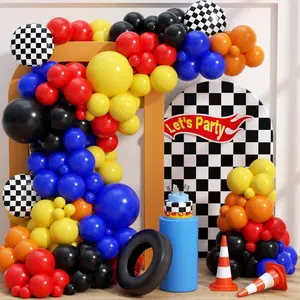160-Piece Race Car Balloon Garland Kit with Checkered & Wheel Balloons for Racing-Themed Parties