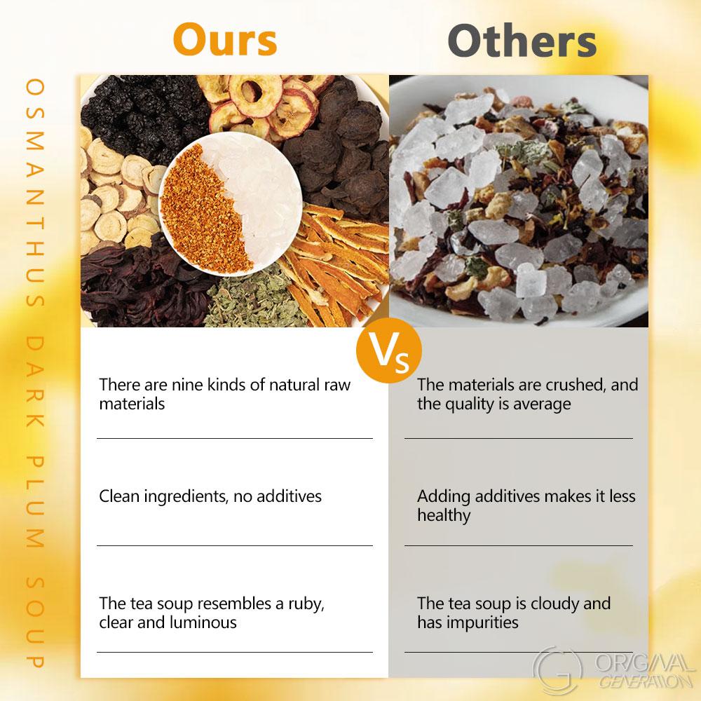 BOGO Digestion Tea Sweet And Sour Taste Of Osmanthus And Dark Plum Tea 2 Carton (1Carton 100g 10g×10pack) ×2 Caffeine Free With Forest Thermos With Osmanthus, Dark plum, Rock sugar, Hawthorn, Mulberry, Tangerine peel, Roselle, Mint, Licorice