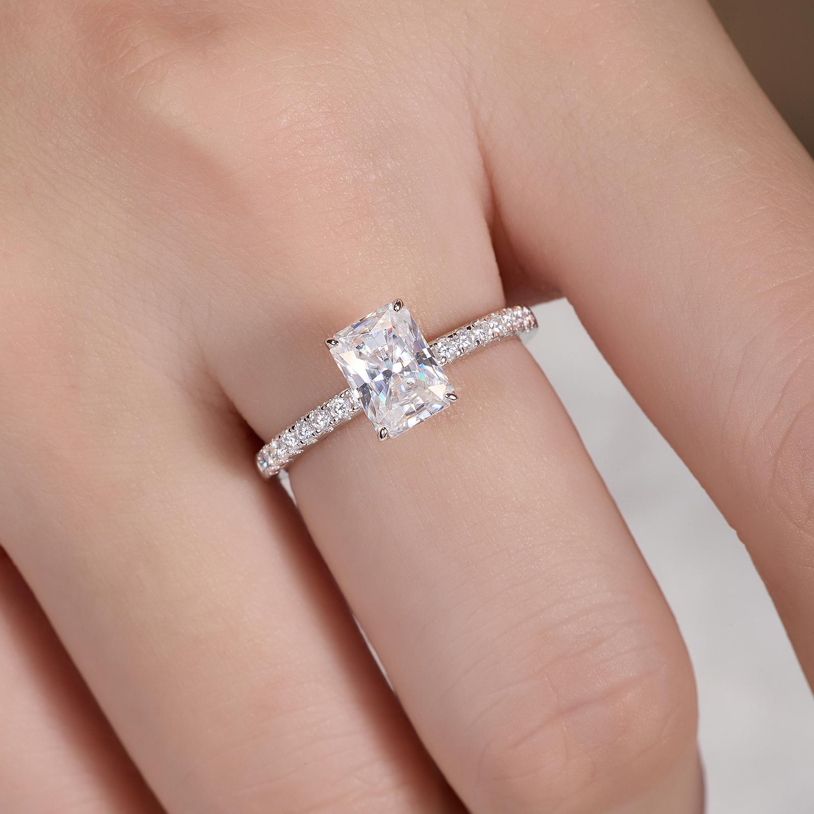 【#R433 1.5CT 2CT】UCCIYO 18k Gold-Plated Lab-Created Moissanite S925 Sterling Silver Moissanite Ring for Women Men Hip Hop Jewelry Gift Valentines Day gift