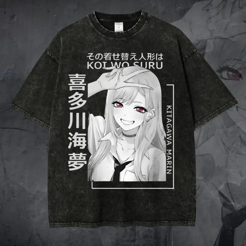 valentine shirts My Dress-Up Darling Marin Kitagawa Bootleg Style,My Dress-Up Darling Marin Kitagawa Casual Washed, Marin Kitagawa Hoodie, Streetwear, Anime Fan Gift, Men's T-shirt
